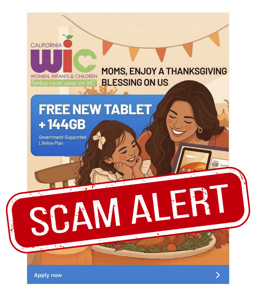Scam alert: Fake Free ipad offer for WIC families